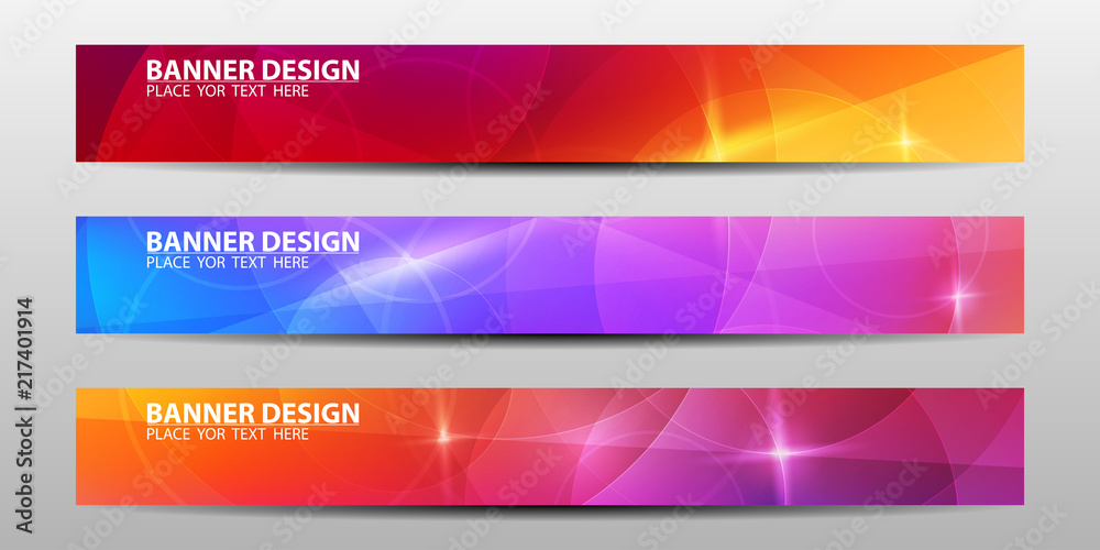 Fototapeta premium Banners with colorful geometric background . Vector illustrations