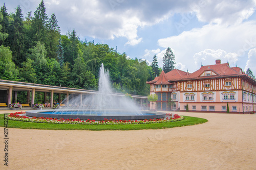 Jurkovič´s House, spa colonnade and fountain, spa Luhačovice, Czech Republic, Europe