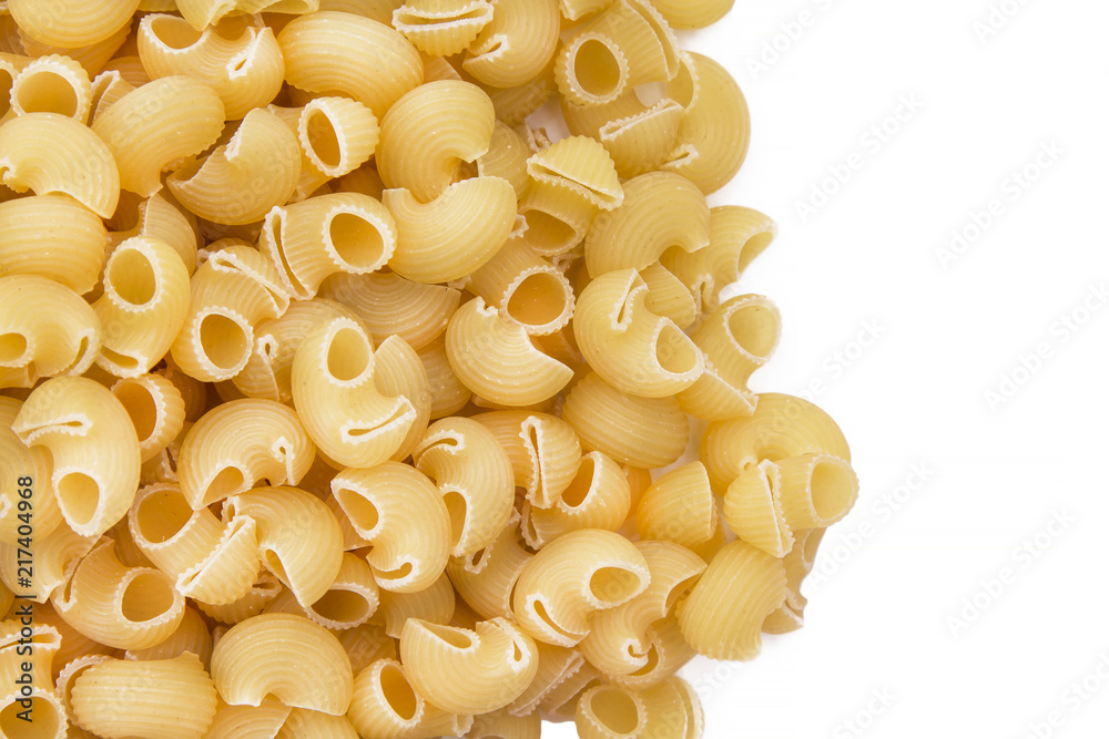 raw pasta with shape isolated on white raw pasta with shape isolated on white