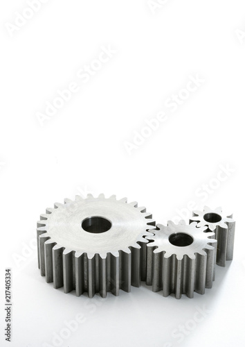 Metal cogs on a white background