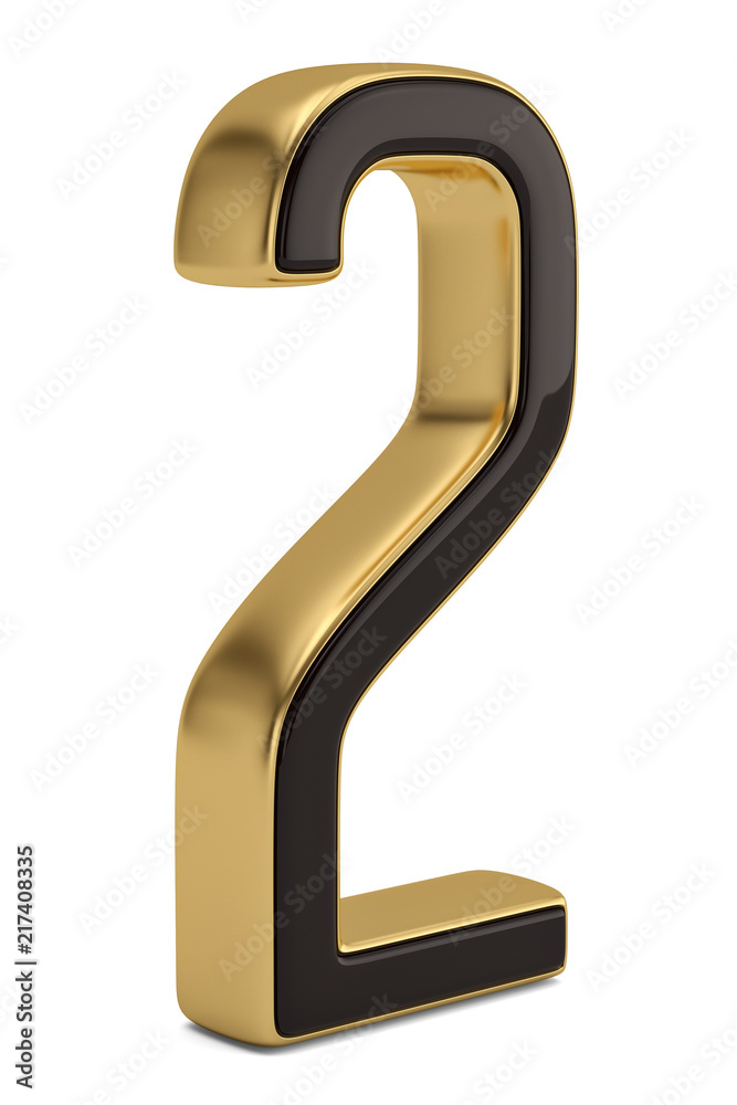 Gold metal numeral 2 isolated on white background 3D illustration. Gold metal numeral 2 isolated on white background 3D illustration.
