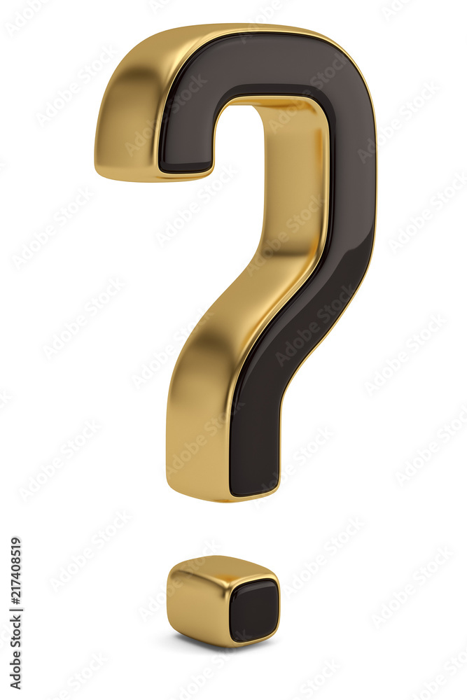 Gold metal question mark isolated on white background 3D illustration. Gold metal question mark isolated on white background 3D illustration.