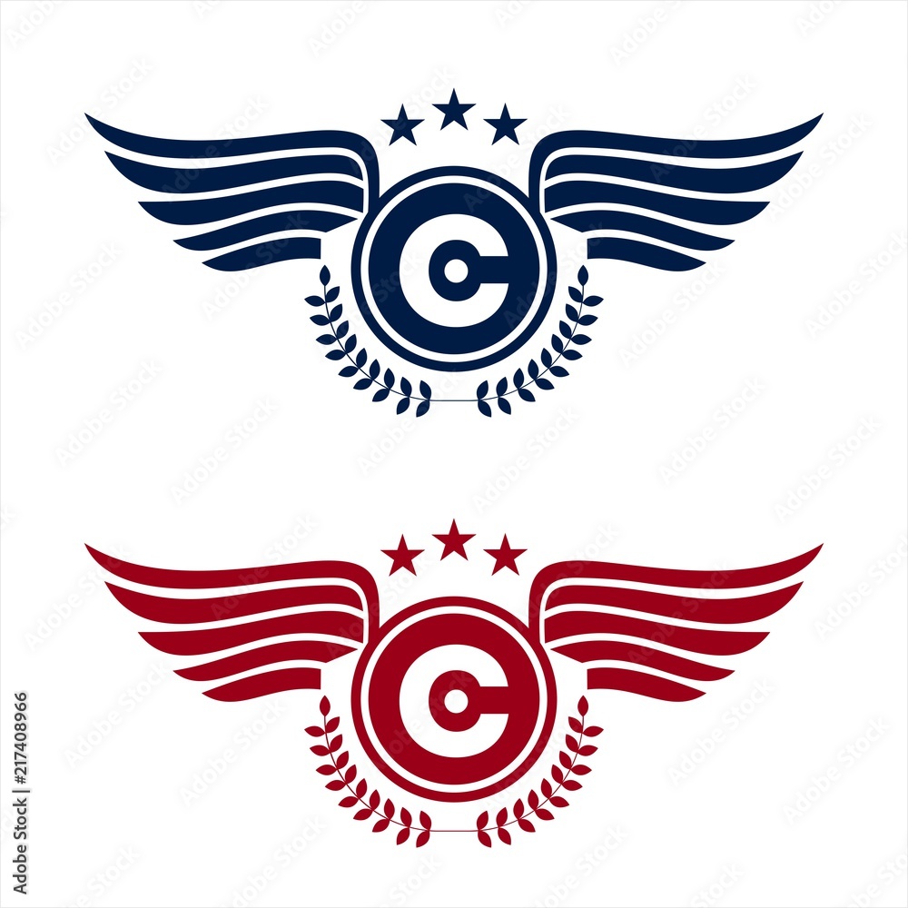 Obraz premium C initials royal wings emblem logo
