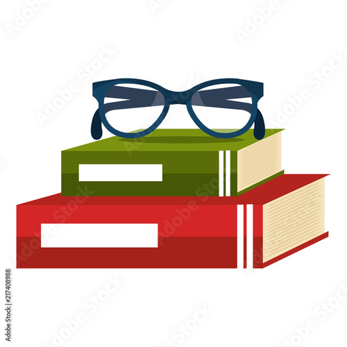 text books school with glasses