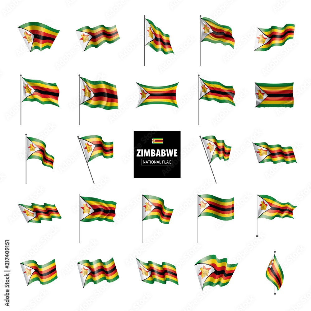 Zimbabwe flag, vector illustration on a white background Zimbabwe flag, vector illustration on a white background