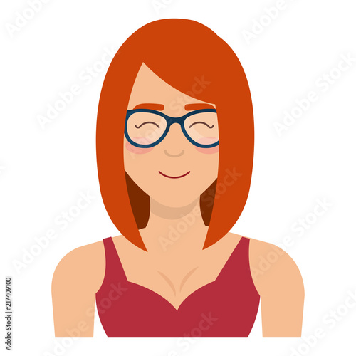 young woman with glasses character