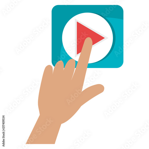 hand touching play button