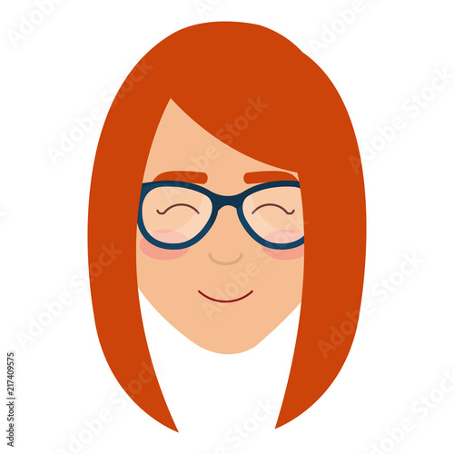 young woman with glasses character