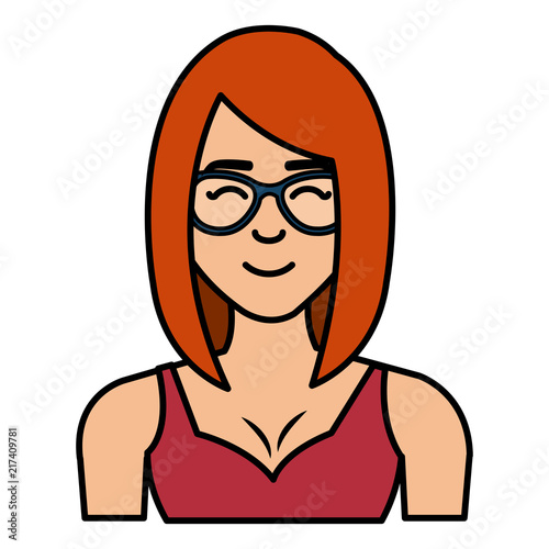 young woman with glasses character