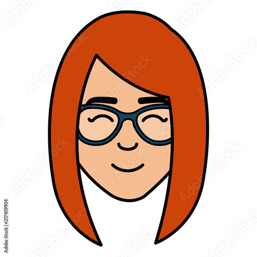 young woman with glasses character