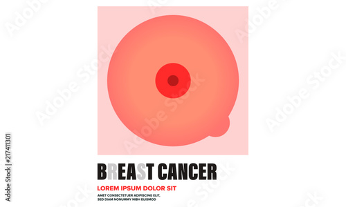 Breast Cancer Awareness Design Template for banner/poster/blog. Beat Cancer. Vector illustration of Breasts after Cancer.