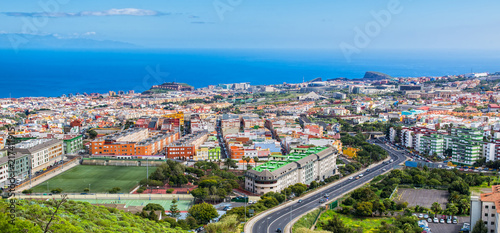 Fototapeta Naklejka Na Ścianę i Meble -  Aerial view of the residential area of the town on Tenerife, Canary Islands. Spain. Panorama