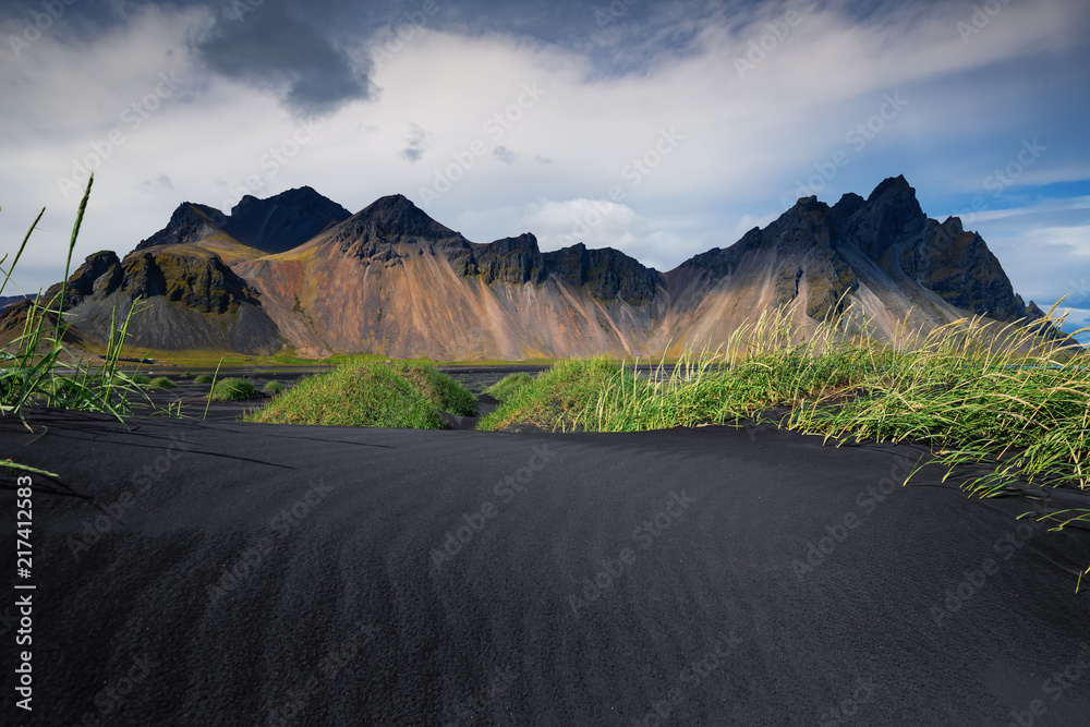 Vestrahorn Stockknes mountain range ,Batman Mountain ,Iceland Summer. Vestrahorn Stockknes mountain range ,Batman Mountain ,Iceland Summer.