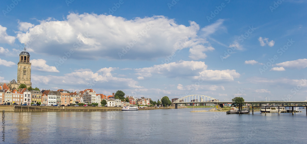 Fototapeta premium Panorama of the IJssel river near historic city Deventer, Netherlands