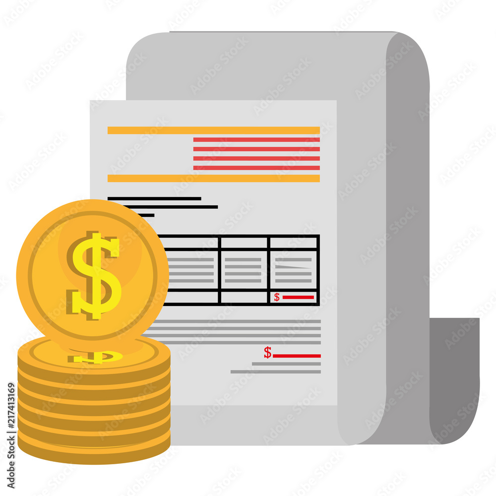 financial documents with coins