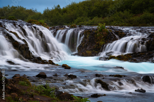 Bruarfoss waterfall. The Blue waterfall in Iceland.