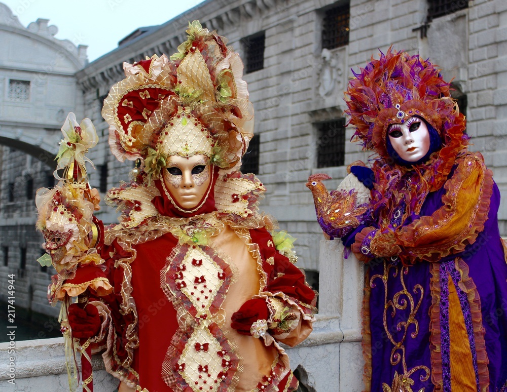 Venice Carnivale masked party-goers