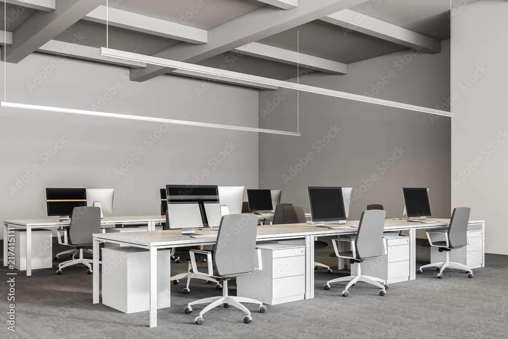 Gray industrial style startup office corner Gray industrial style startup office corner