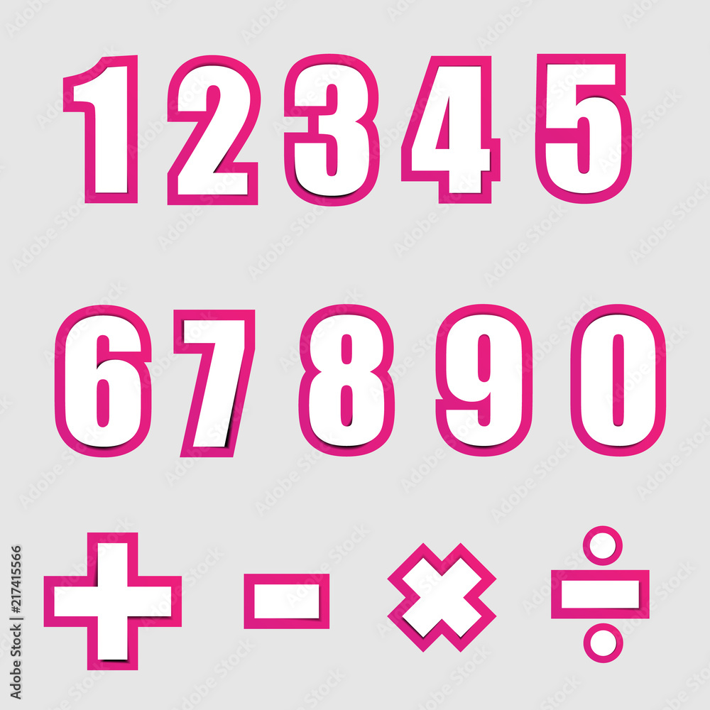 white paper graphic alphabet numbers on pink