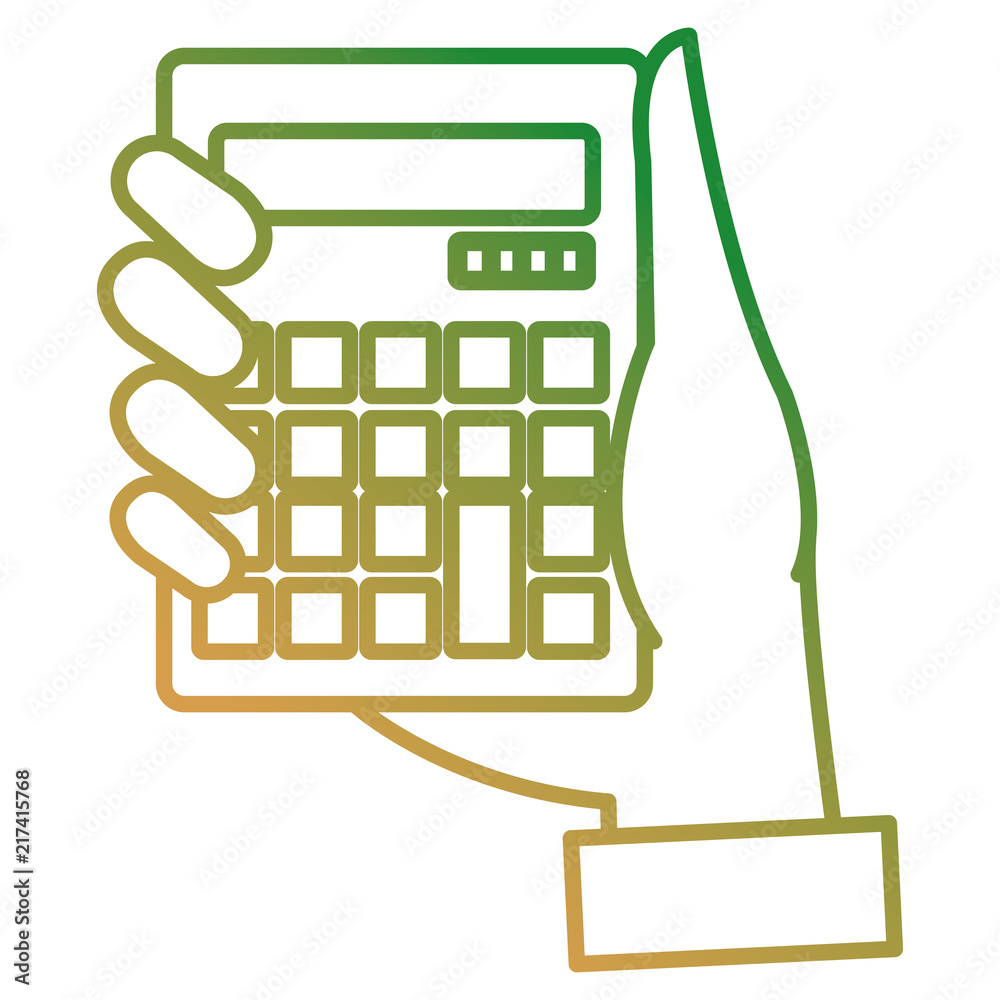 hand with calculator math isolated icon hand with calculator math isolated icon