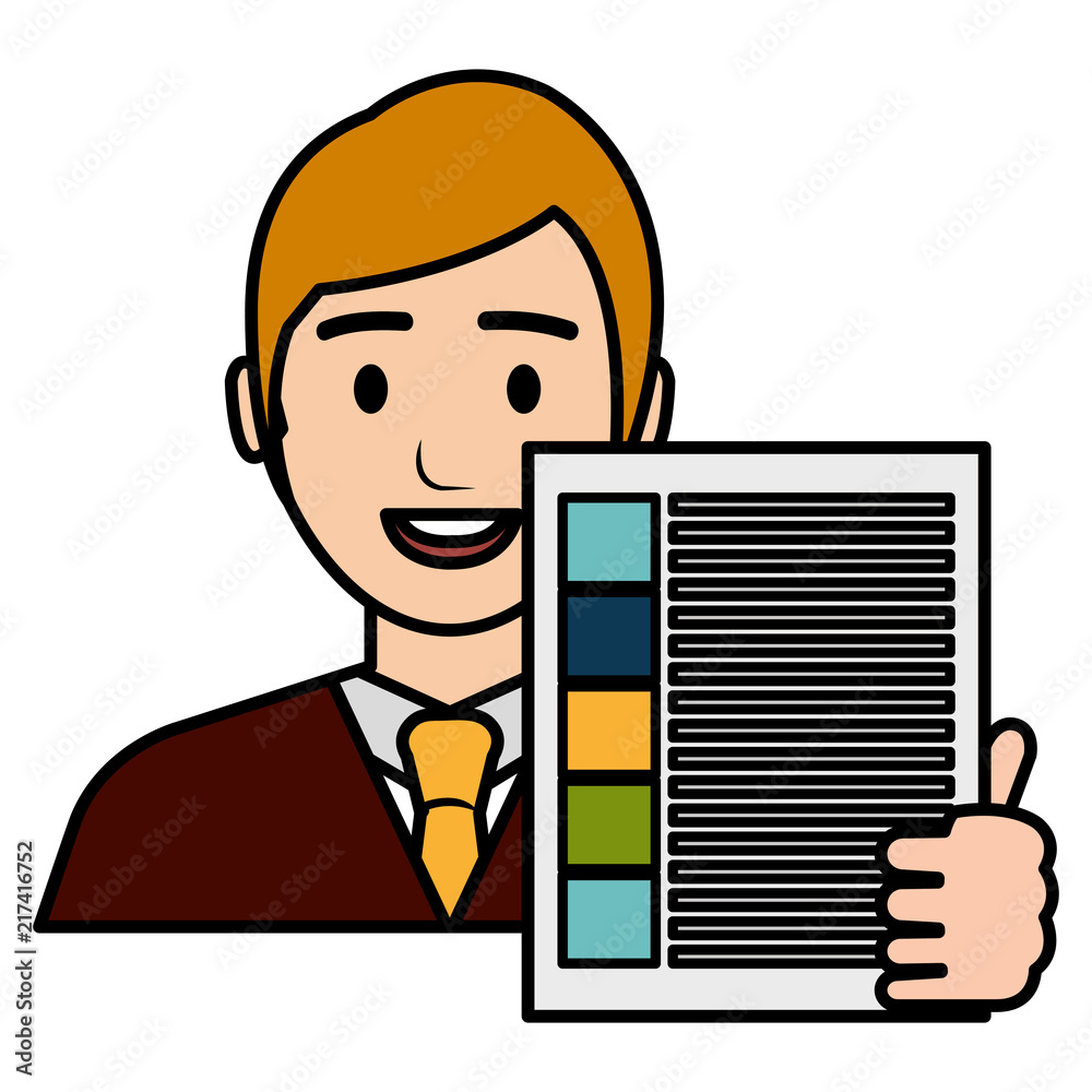 businessman avatar with financial document businessman avatar with financial document