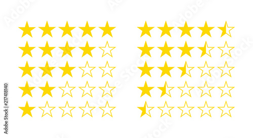 Five star rating from half star to 5 illustration flat icon vector