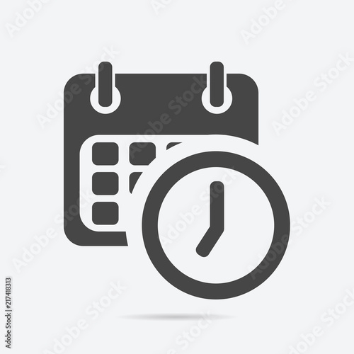 Calendar and clock icon flat style isolated on background. Calendar icon sign symbol for web site design.