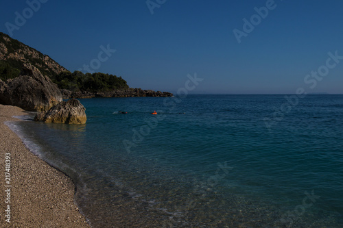 Aerial view of sea waves and fantastic rocky coast,Albania wakacje © olyczka