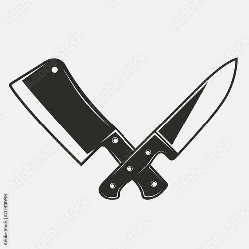 Restaurant knives icons. Meat and Kitchen knives isolated on a white background. Vector illustration  photo