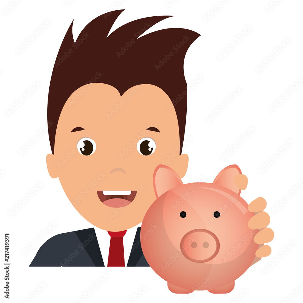 businessman with piggy savings