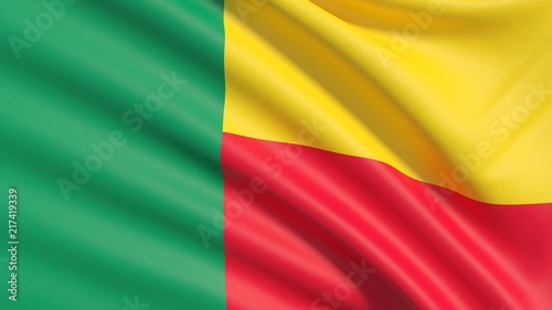 The flag of Benin. Waved highly detailed fabric texture.