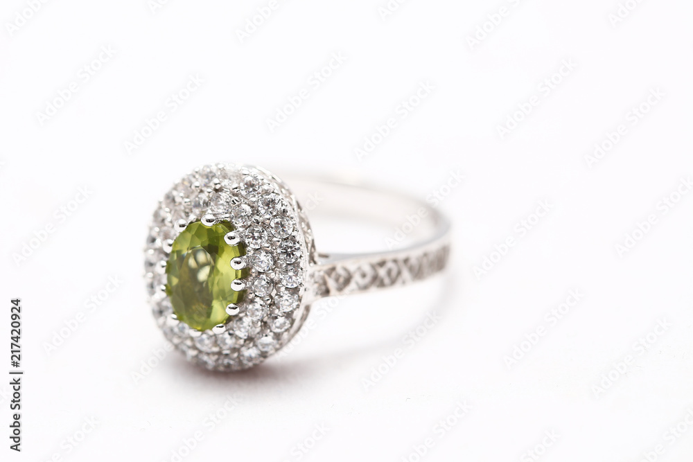 green gem stone on diamond ring green gem stone on diamond ring