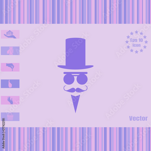 Man in a cylinder and glasses vector icon