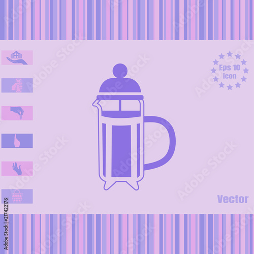French press  with coffee vector icon