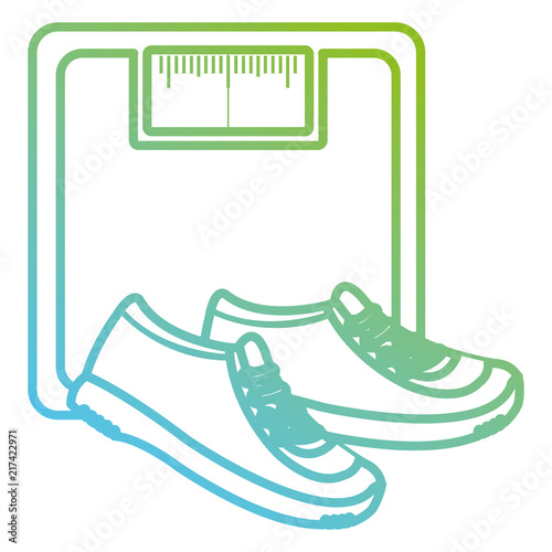 scale balance gym with tennis shoes