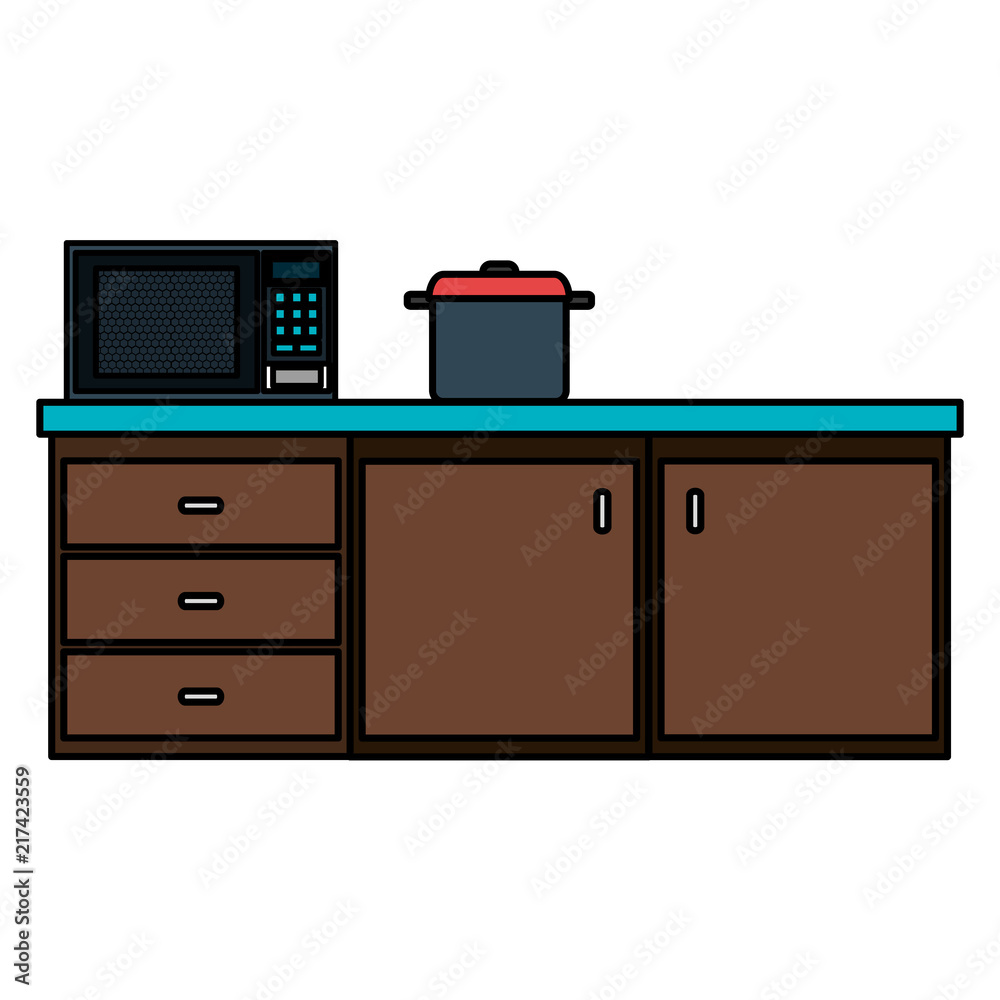 kitchen drawer with microwave oven and pot kitchen drawer with microwave oven and pot