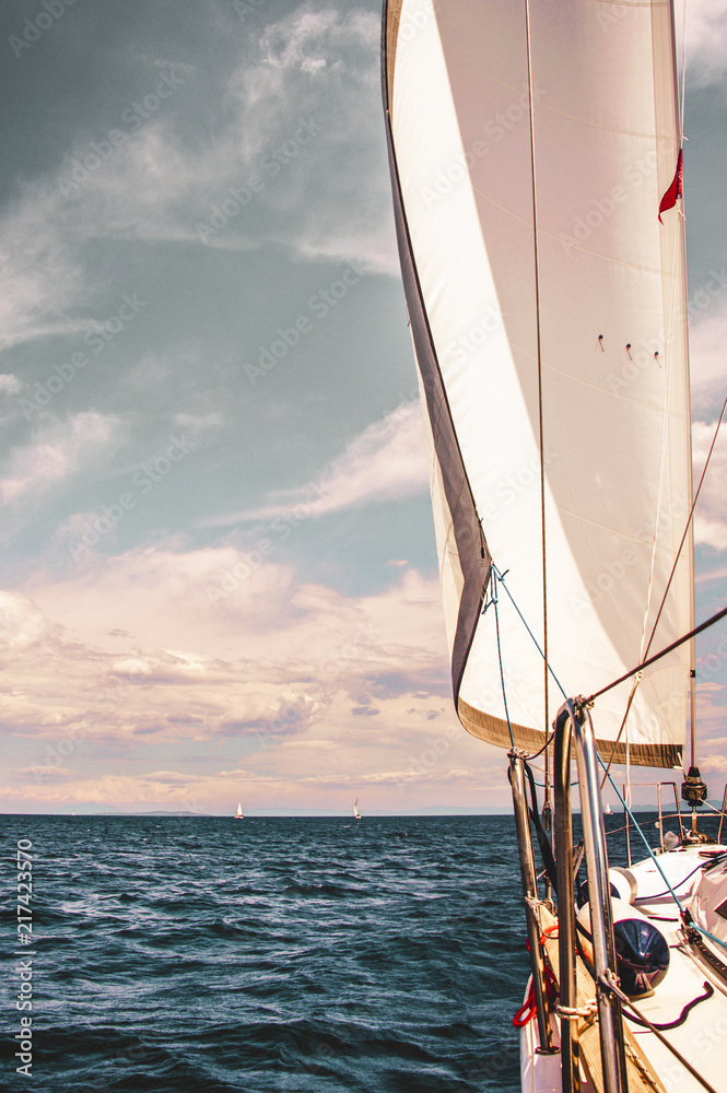 Obraz premium Catching wind. Sailing in Croatia.