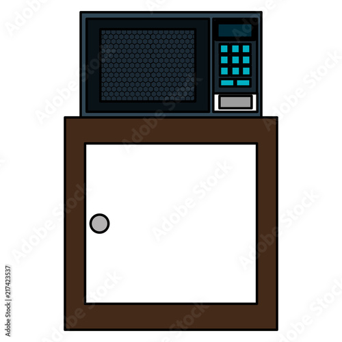 kitchen drawer wooden with microwave oven