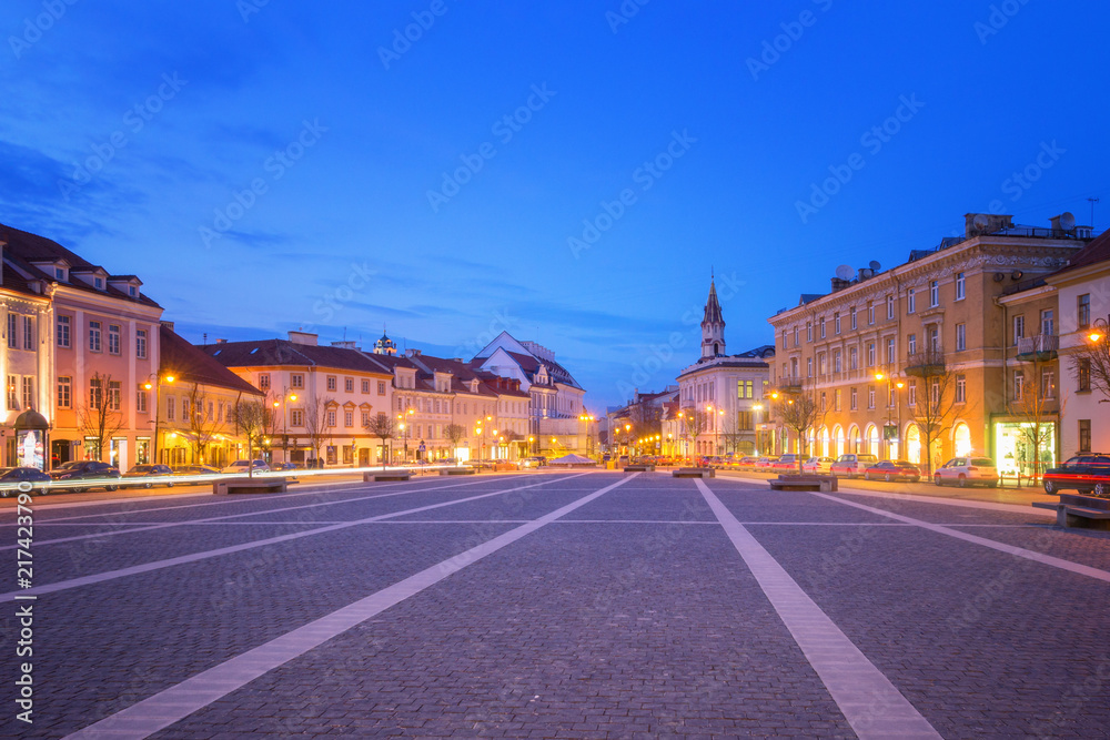 Vilnius Town Hall Square at Night, Lithuania