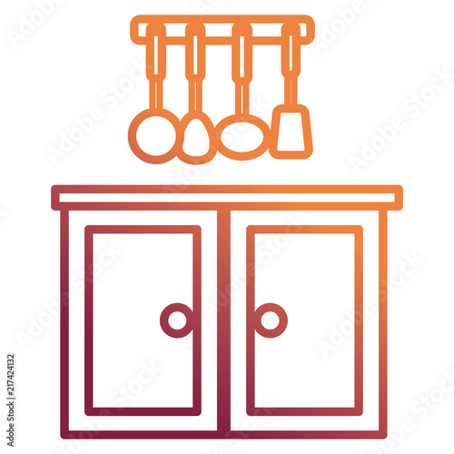 kitchen drawer wooden with utensils hanging