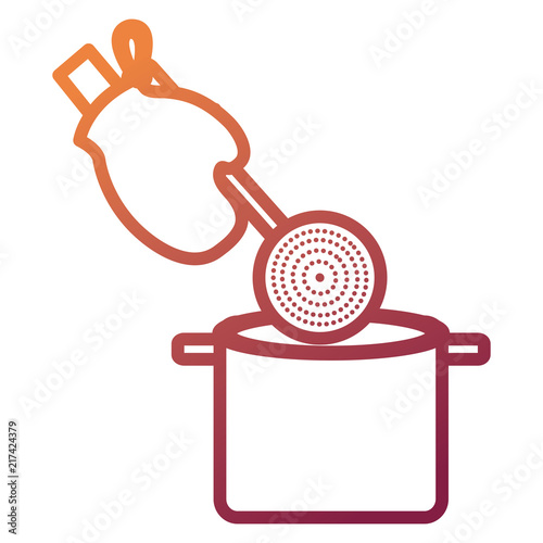 glove kitchen with spoon and pot