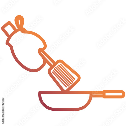 glove kitchen with pan and spatule