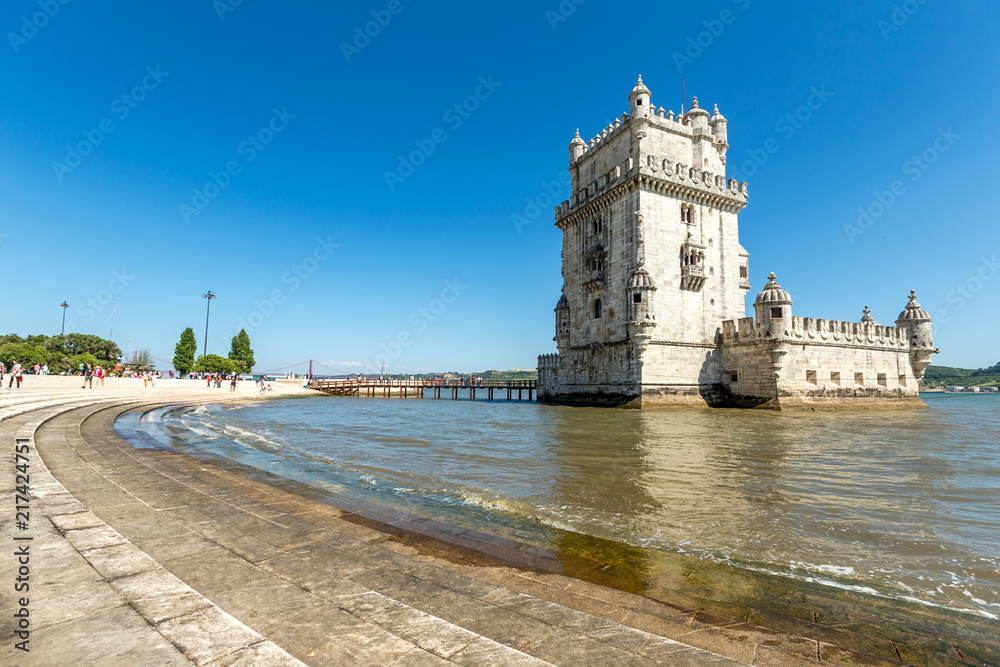 Belem Tower on the Tagus river city landmark in Lisbon