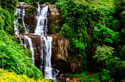 A great beautiful waterfall. Nuwara Eliya. Sri Lanka 