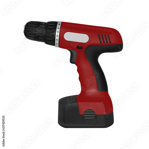 Cordless screwdriver in the vector on a white background.