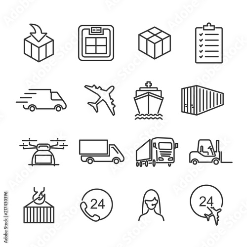 Vector image set of delivery line icons.