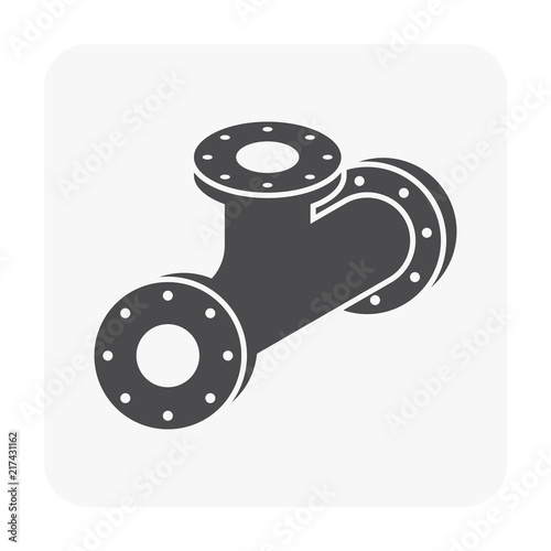 Pipe icon and flange fitting for pipeline connection with valve and other pipe. For transportation liquid or gas i.e.crude, oil, natural gas, sewage, wastewater. Also for plumbing and irrigation.