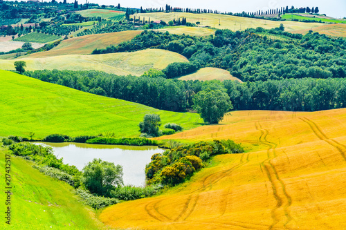 Beautiful landscape of the hilly Tuscany in Valdorcia, Italy