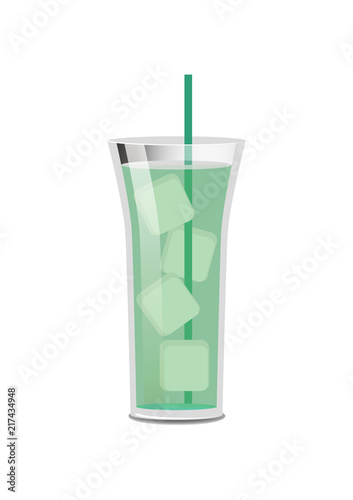 Bright Green Cocktail Poster, Vector Illustration