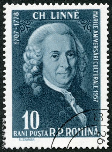 ROMANIA - 1957: shows Carl Linnaeus von Linne (1707-1778), series Portraits